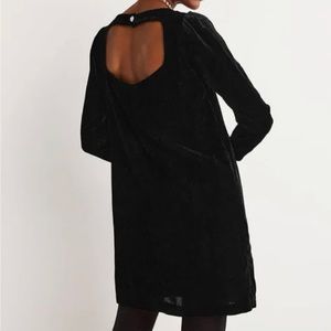 NWT Boden Black Velvet Open Back Dress, US 4R